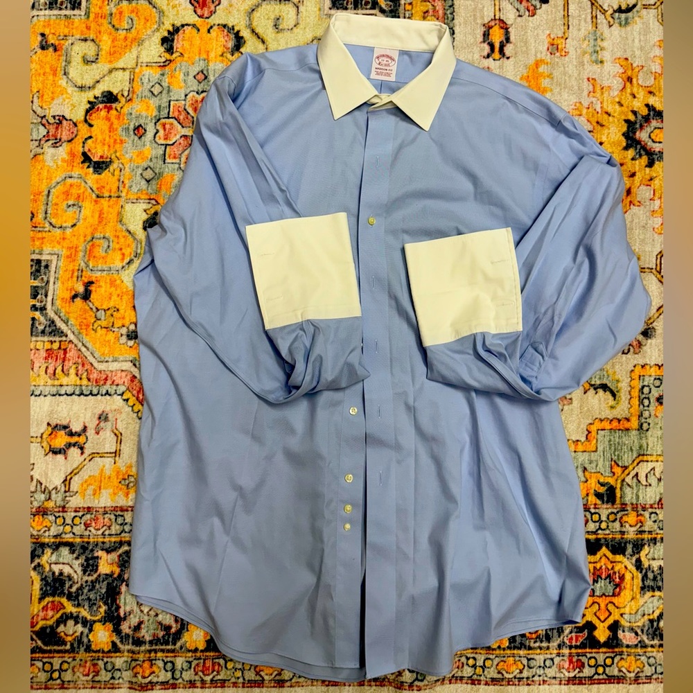 Stretch Madison Relaxed-Fit Dress Shirt, Non-Iron Twill French Cuff 17/35